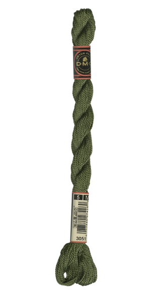DMC Perle #5 Dark Green Gray 3051 Embroidery Thread