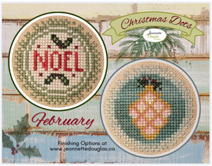 Christmas Dots February cross stitch pattern by Jeannette Douglas Designs featuring Noel and an ornament