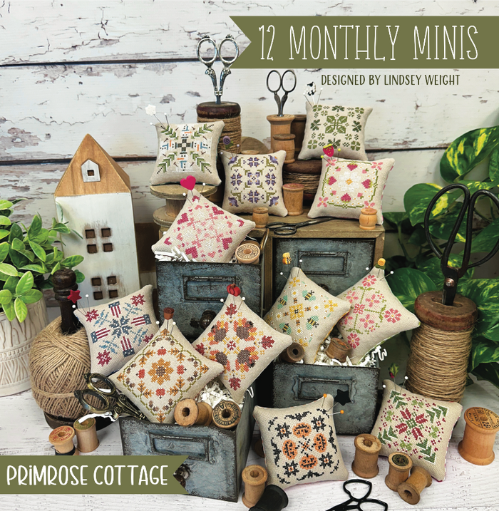 Pre-Order 12 Monthly Minis by Primrose Cottage Stitches - Ships in March