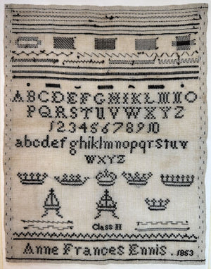 Ann Frances Kirkpatrick 1847 Black Crowns Sampler design by Cross Stitch Antiques
