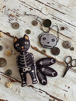 Bone a skeleton cat design by Stacy Nash Primitives