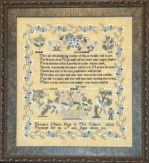 Elizabeth Nimon 1823 Sampler by Queenstown Sampler Designs