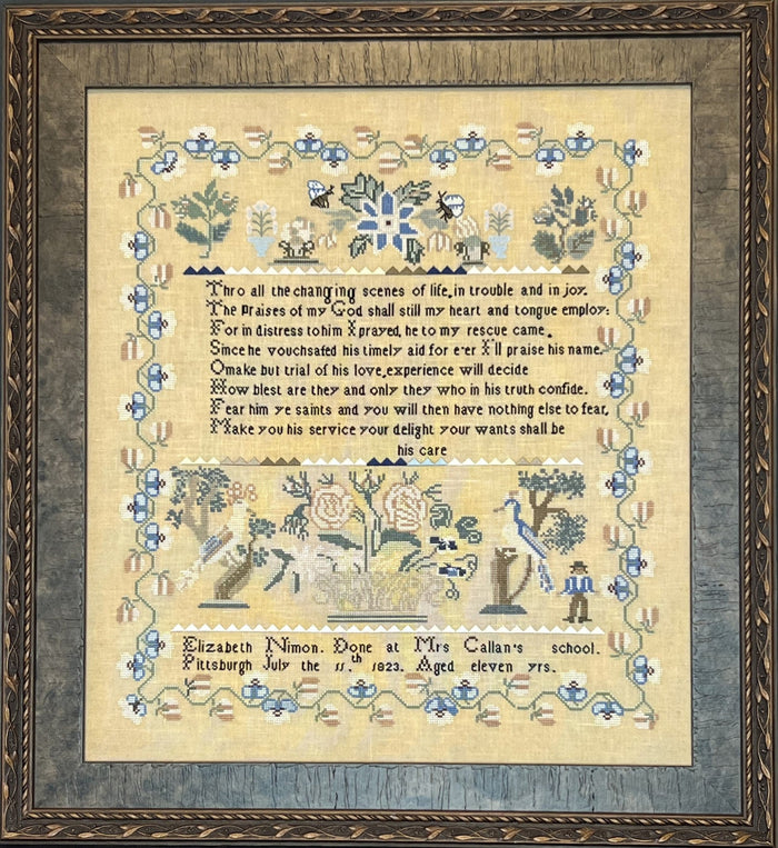 Elizabeth Nimon 1823 Sampler by Queenstown Sampler Designs - Pre-Order ships in March 2025