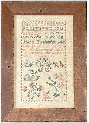Phebe Vanhouten 1827 Sampler by Queenstown Sampler Designs
