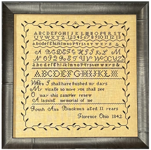 Ruth Ann Blackman 1842 by Queenstown Sampler Designs