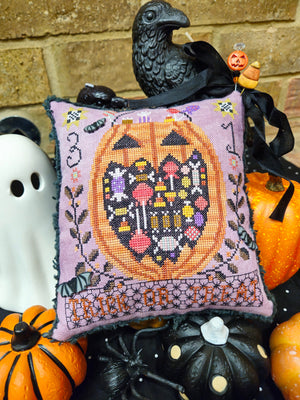 Trick or Treat pillow design by Quaint Rose Needlearts