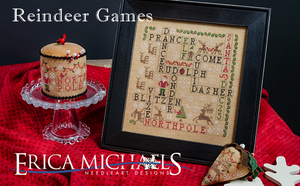 Reindeer Games Cross Stitch Pattern Cover by Erica Michaels